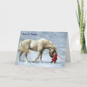 Festiva Tarjeta chica y Navidades de caballos