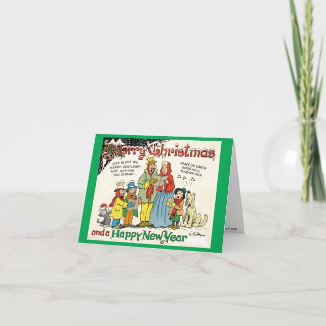 Festiva Tarjeta clásica de Navidades de tiras cómicas Al S (Anverso)