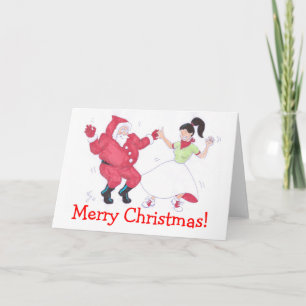 Festiva Tarjeta clásica de Navidades Jive Dancing de los a