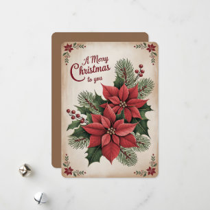 Festiva Tarjeta Clásica de Vacaciones de Poinsettia