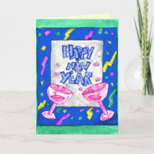 Festiva Tarjeta colorida de la Feliz Año Nuevo
