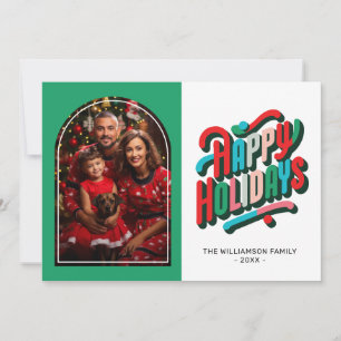 Festiva Tarjeta Colorida Tipográfica de Felices Fiestas
