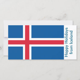 Festiva Tarjeta con bandera de Islandia, Felices Fiestas