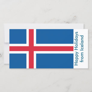Festiva Tarjeta con Bandera de Islandia, Felices Fiestas