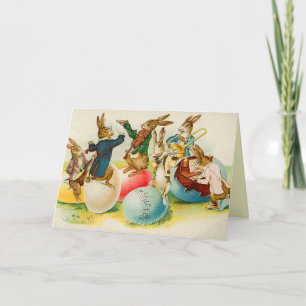 Festiva Tarjeta conejita victoriana de Pascua