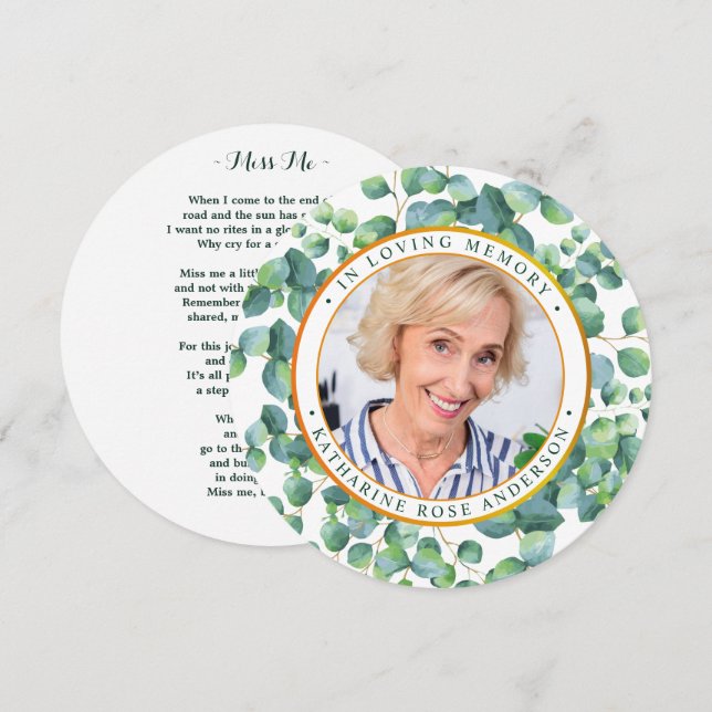 Festiva Tarjeta conmemorativa funeraria Eucalyptus Gold Ph (Anverso / Reverso)