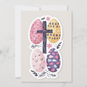 Festiva Tarjeta cristiana de Pascua, huevos de Pascua y cr
