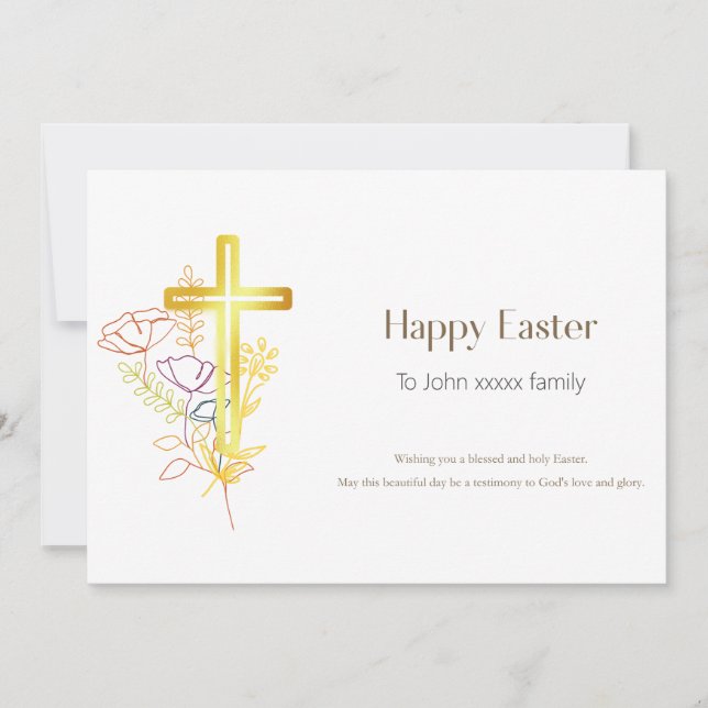 Festiva Tarjeta cristiana feliz de Pascua personalizada (Anverso)