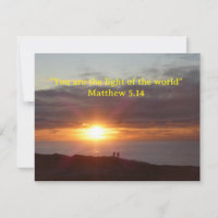 Tarjeta cristiana Matthew 5:14 (en blanco dentro)