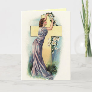Festiva Tarjeta cruzada de Pascua del vintage religioso