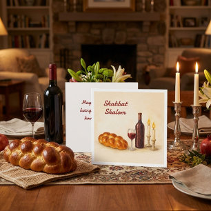 Festiva Tarjeta cuadrada personalizada de Shabat Shalom co