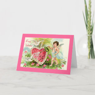 Festiva Tarjeta Cupid Valentine Rosa