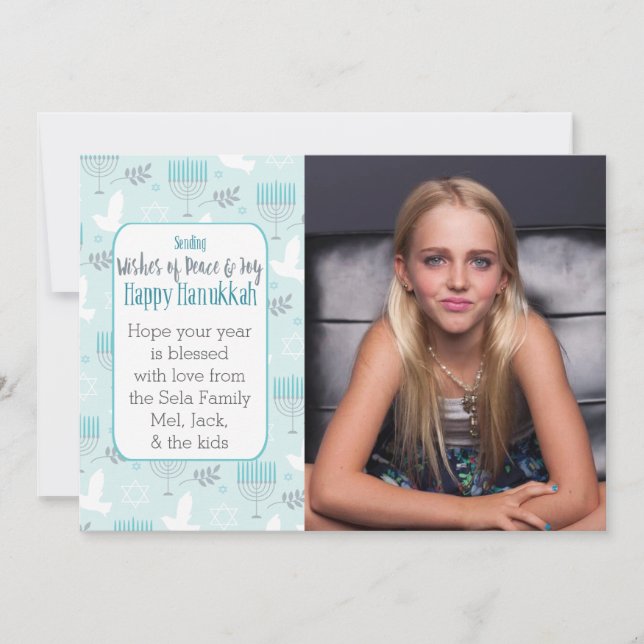 Festiva Tarjeta Custome de Peace & Joy Hanukkah (Anverso)