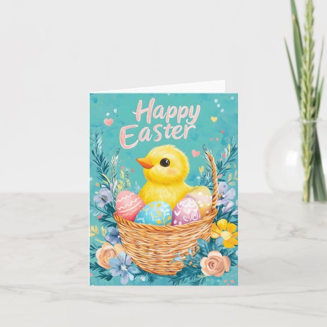 Festiva Tarjeta Cuta Baby Chick Easter (Anverso)