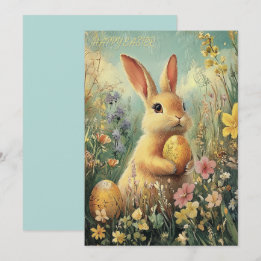 Festiva Tarjeta Cuta Vintage Spring Bunny Easter