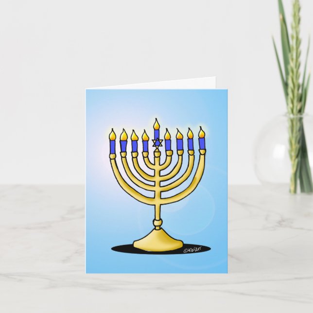Festiva Tarjeta Cute Menorah Hanukkah (Anverso)