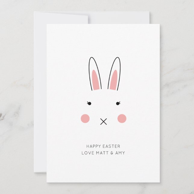 Festiva Tarjeta Cute Rabbit Face Easter (Anverso)