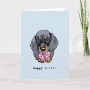 Festiva Tarjeta Dachshund de Pascua