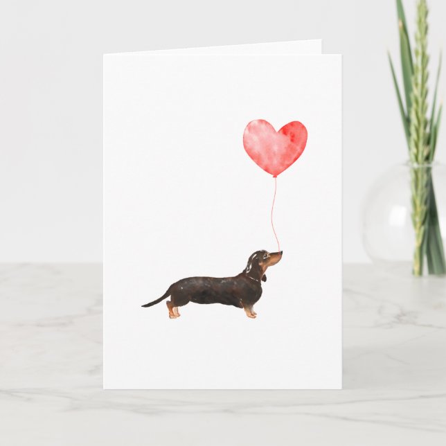 Festiva Tarjeta Dachshund Valentines, tarjeta Dog Valentin (Anverso)