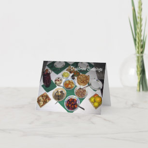 Festiva Tarjeta de 12 platos y bendiciones para Navidades