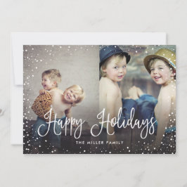 Festiva Tarjeta de 2 fotos de Happy Holidays Snow Snow Sno