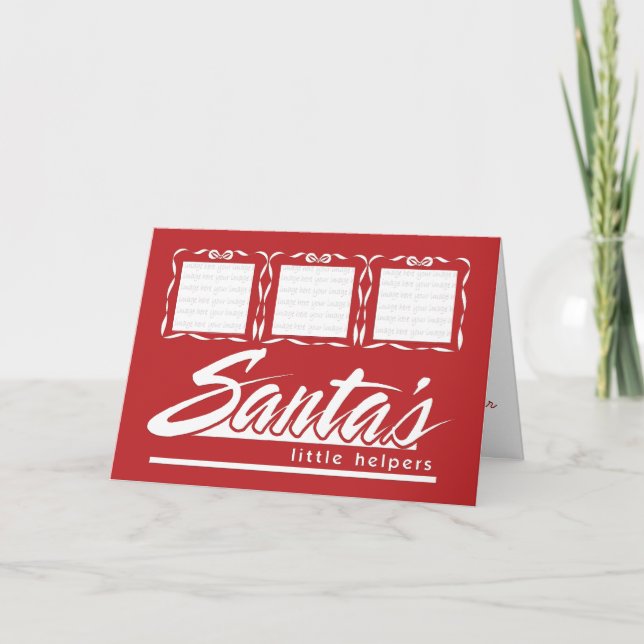 Festiva Tarjeta de 3 Navidades fotográficos de Santa Elena (Anverso)