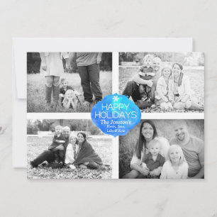 Festiva Tarjeta de 4 Navidades fotográficos - Felices vaca
