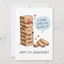 Tarjeta de 5º Aniversario de Boda | Tarjeta Divert