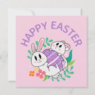 Festiva Tarjeta de abrazo de huevo de conejo de Pascua
