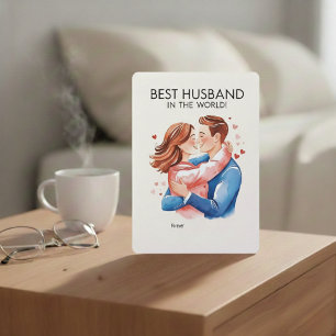 Festiva Tarjeta de abrazo de vacaciones "El mejor esposo"