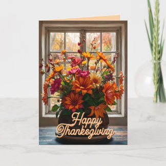 Festiva Tarjeta de Acción de Gracias Abundancia de Otoño e