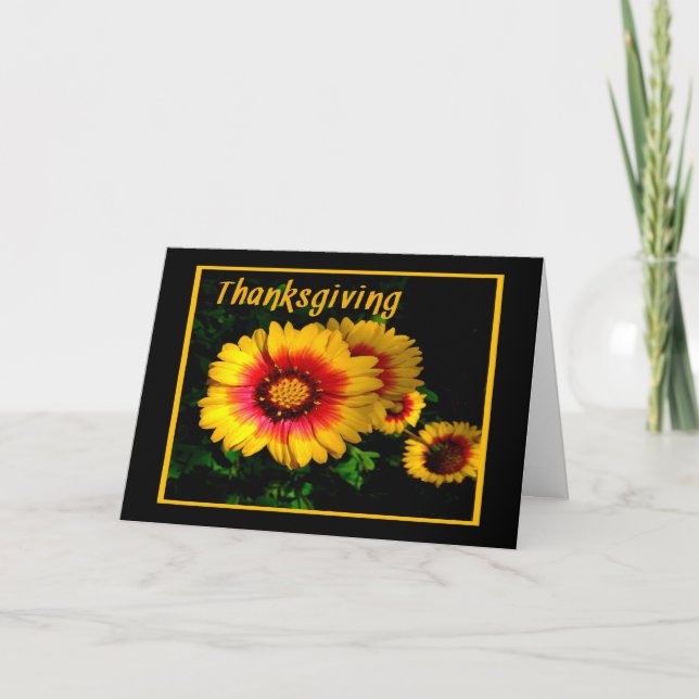 Festiva Tarjeta de Acción de Gracias con Flores Alegres Do (Anverso)