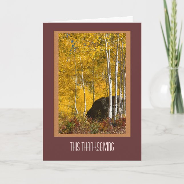 Festiva Tarjeta de Acción de Gracias de Fall Aspens (Anverso)