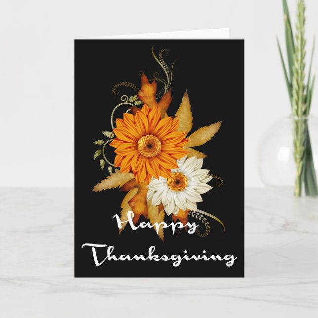 Festiva Tarjeta de Acción de Gracias de Flores de Otoño El (Anverso)