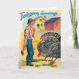 Festiva Tarjeta de Acción de Gracias de Vintage Turkey Kil
