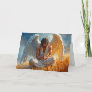 Festiva Tarjeta de Acción de Gracias del Ángel Orando en e