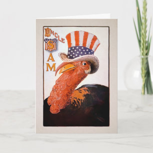 Festiva Tarjeta de Acción de Gracias del Tío Sam Turkey