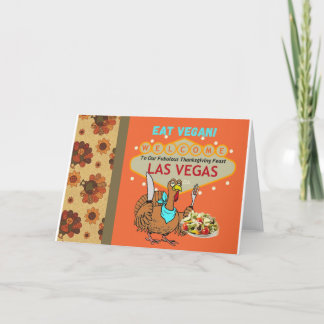 Festiva Tarjeta de Acción de Gracias Eat Vegan Las Vegas