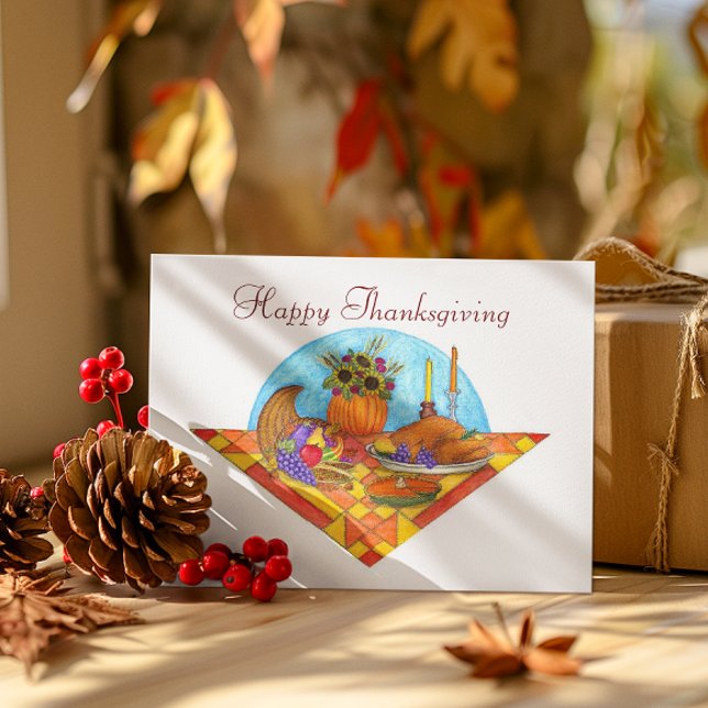 Festiva Tarjeta de Acción de Gracias Harvest Quilt Cornuco (Subido por el creador)