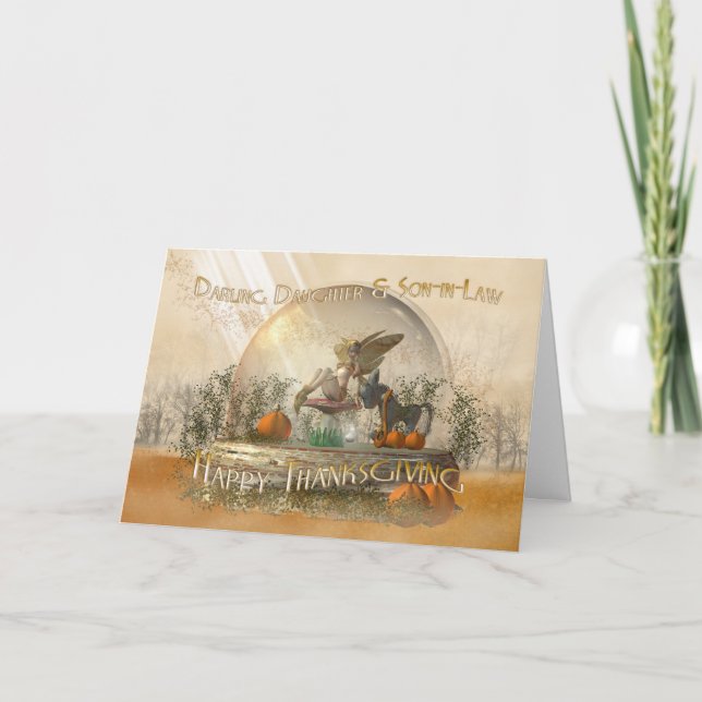 Festiva Tarjeta de Acción de Gracias para Hija y Cuñado co (Anverso)