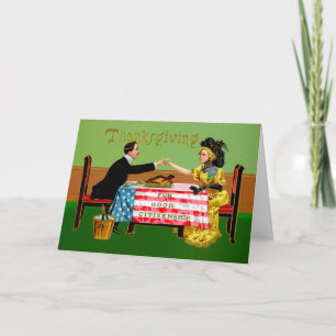 Festiva Tarjeta de Acción de Gracias Patriótica Victoriana