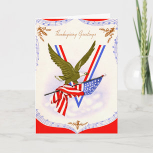 Festiva Tarjeta de Acción de Gracias Retro Militar