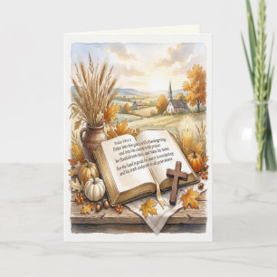 Festiva Tarjeta de Acción de Gracias Salmo 100 Biblia Abie
