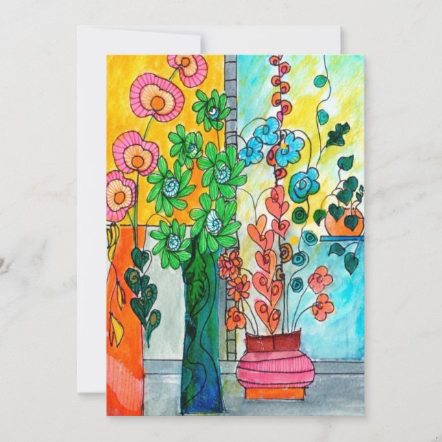 Festiva Tarjeta de acuarela de flores de escalada  (Anverso)