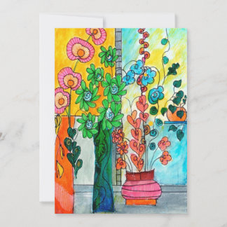 Festiva Tarjeta de acuarela de flores de escalada 