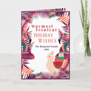 Festiva Tarjeta de acuarela tropical para navidades