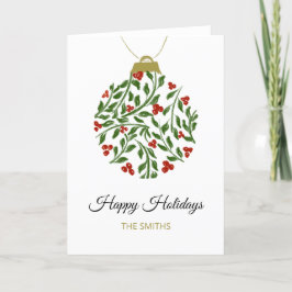 Festiva Tarjeta de adorno de vacaciones acuarela