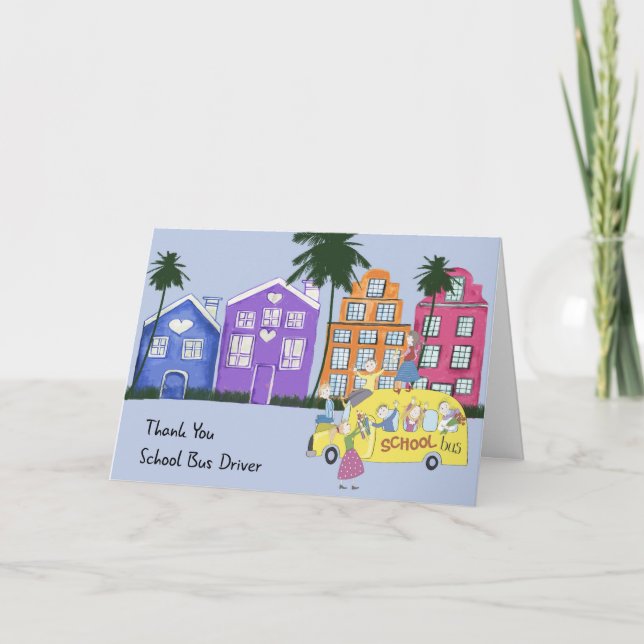Festiva Tarjeta de agradecimiento al conductor del autobús (Anverso)