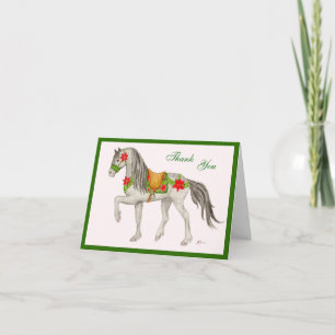 Festiva Tarjeta de agradecimiento de caballo poinsettia