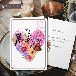 Festiva Tarjeta de agradecimiento de corazón floral de acu
